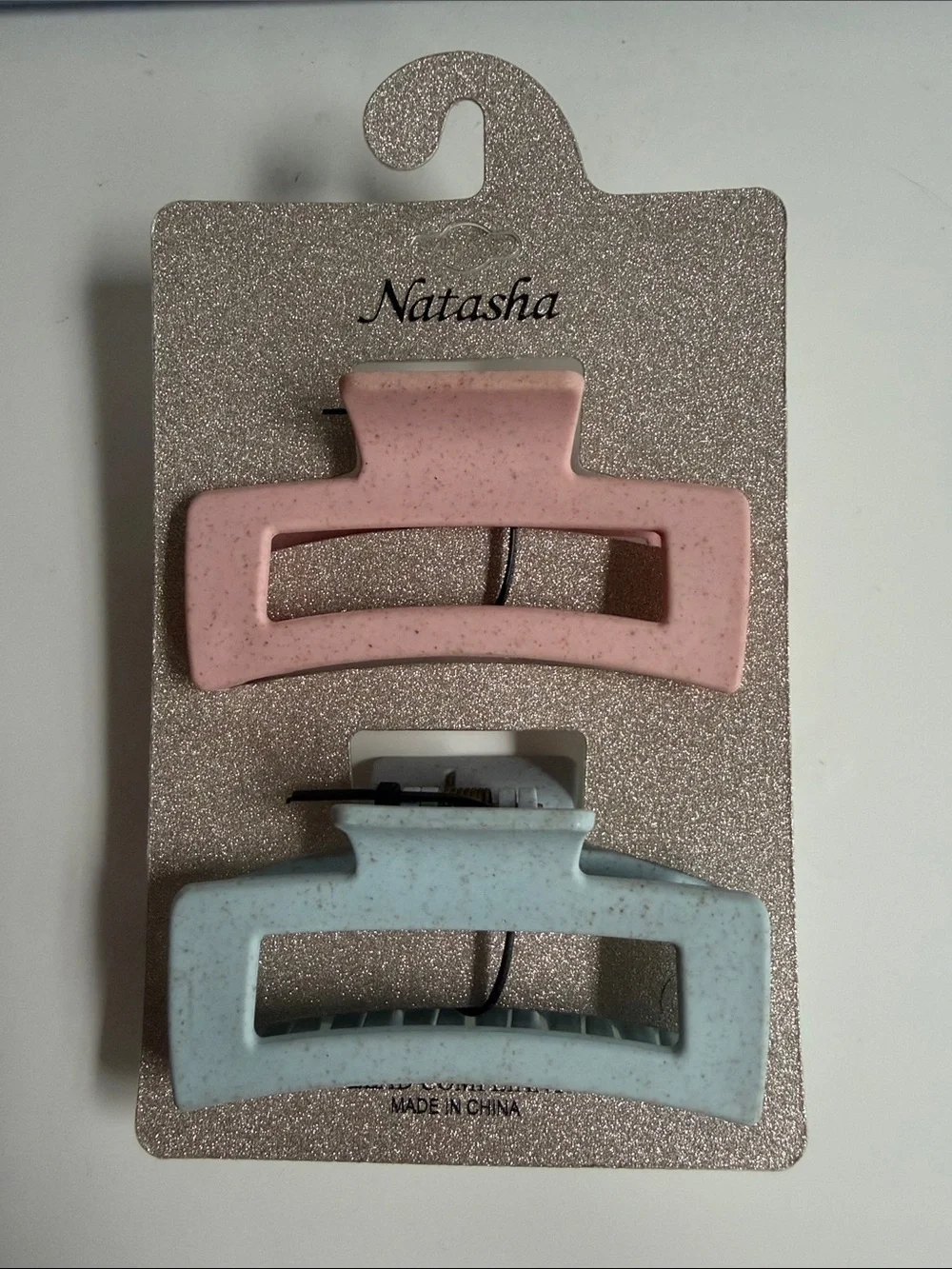 Natasha Couture Pastel Pink & Pale Blue Kids Hair Claw Clip Duo